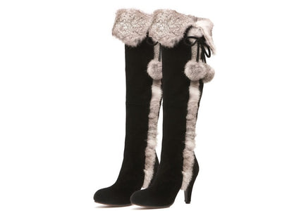 Botas Sobre la Rodilla con Pelaje de Liebre y Forro Polar para Mujer - Image 5