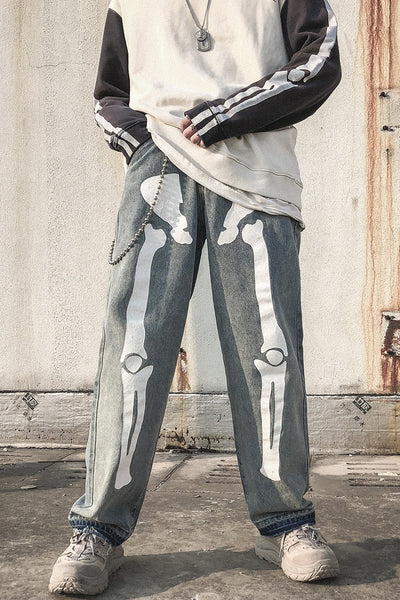 Pantalón Denim Recto Luminoso con Estampado Artístico - Image 9
