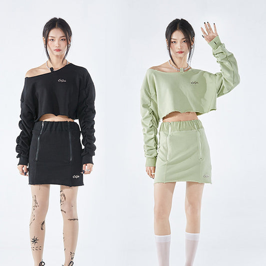Blusa Halter Cuello Abierto Manga Larga para Mujer - Estilo Urbano