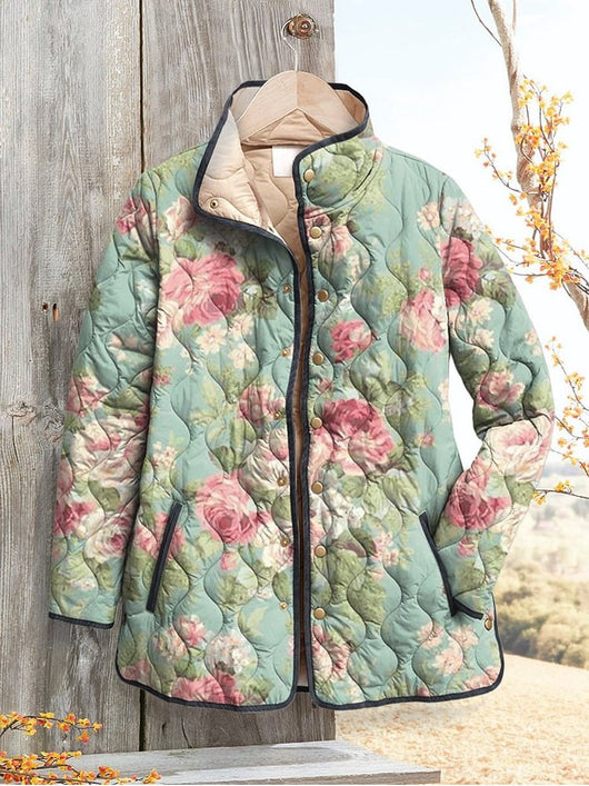 Chaqueta Acolchada para Mujer con Estampado Floral Digital - Image 18