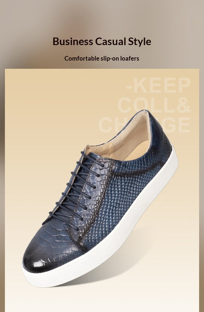 Zapatos Casuales de Cuero con Cordones y Textura Grabada para Hombre - Image 16