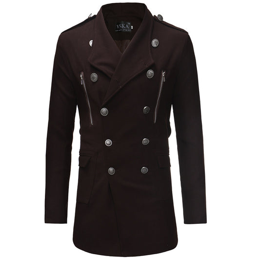 Abrigo Gabardina Doble Botonadura Cuello Solapa Grande Hombre Slim Fit Lana - Image 2