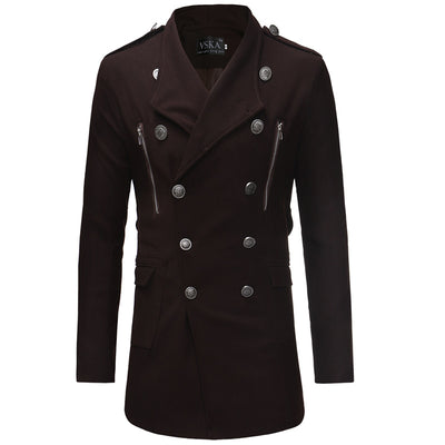 Abrigo Gabardina Doble Botonadura Cuello Solapa Grande Hombre Slim Fit Lana - Image 2