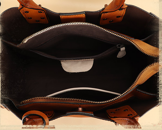 Bolsa Mensajera de Cuero Genuino Hecha a Mano para Mujer - Image 14