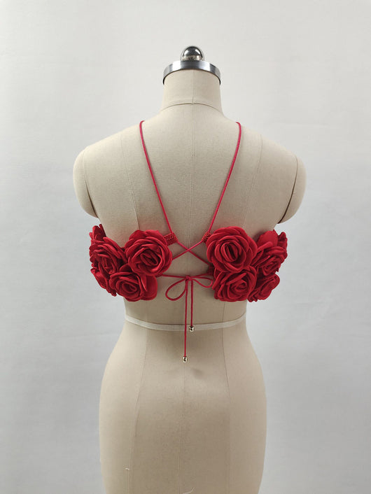 Top Halter Tejido con Rosas 3D y Tirantes Ajustables - Image 15