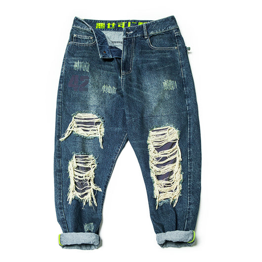 Pantalones Street Punk Holgados Rotos de Estilo Funcional - Image 7