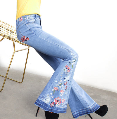 Pantalones Acampanados Denim con Bordado para Mujer - Image 8