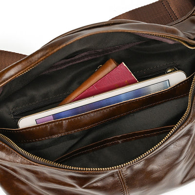 Bolsa de Pecho de Cuero Genuino para Hombre - Grande y Versátil - Image 36