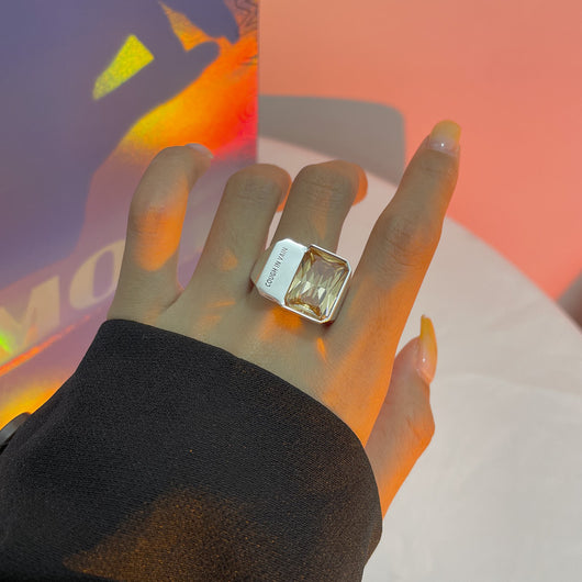 Anillo de Plata 925 con Circón Naranja - Colección Elegancia Coreana - Image 4