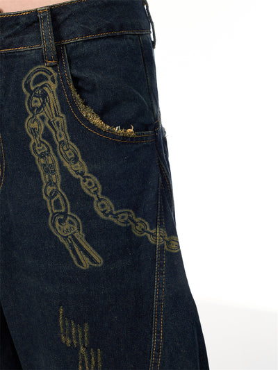 Overol Denim Retro Patchwork de Pierna Ancha para Mujer - Image 25