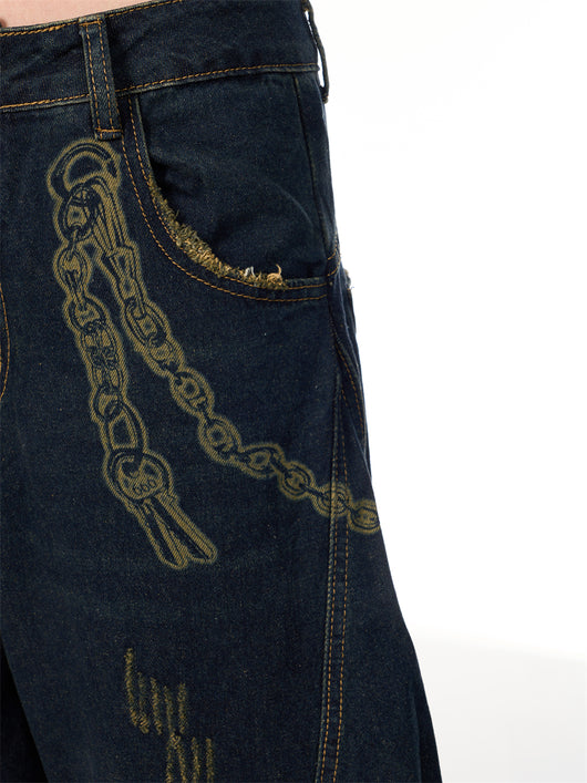 Overol Denim Retro Patchwork de Pierna Ancha para Mujer - Image 25