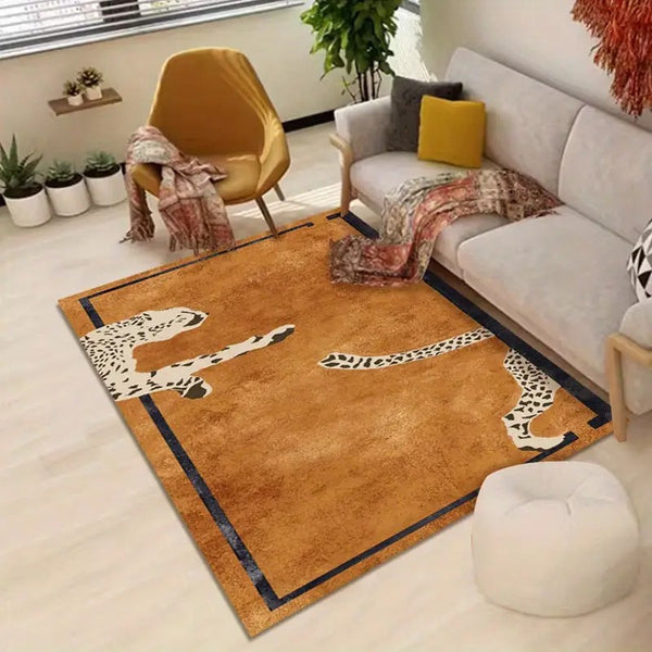 Alfombra de Terciopelo Cristal Leopardo Estilo Retro Americano