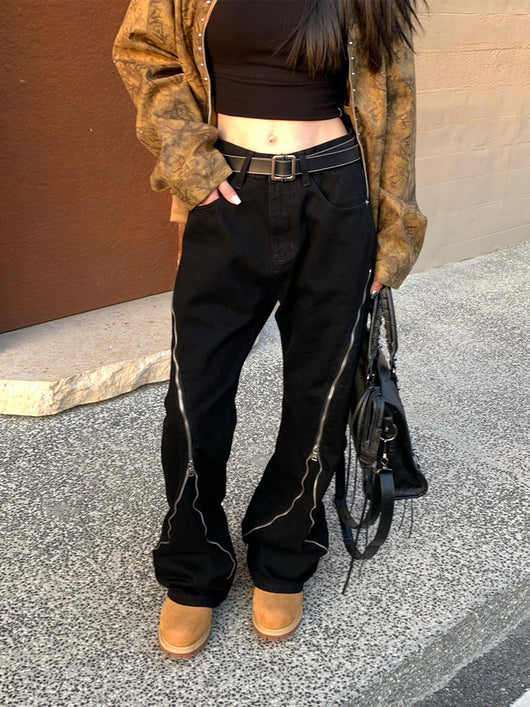 Pantalones Skinny Negros con Cierre Estilo American High Street - Image 2