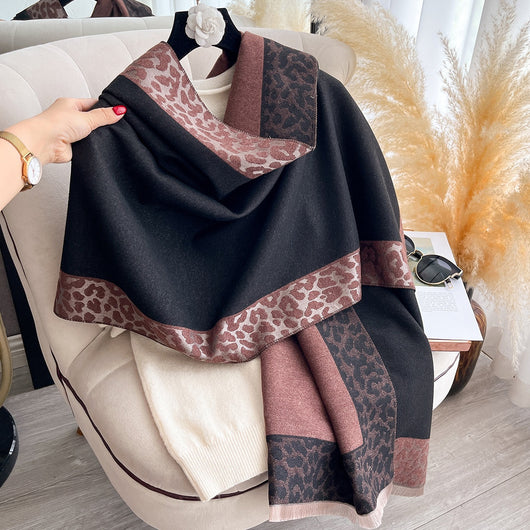 Bufanda Estampado Leopardo de Cachemira Artificial Elegante para Mujer - Image 15