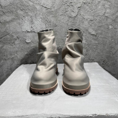 Botas Altas de Cuero Plisado con Plataforma para Hombre - Estilo Caballero - Image 13