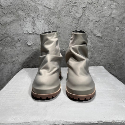 Botas Altas de Cuero Plisado con Plataforma para Hombre - Estilo Caballero - Image 13