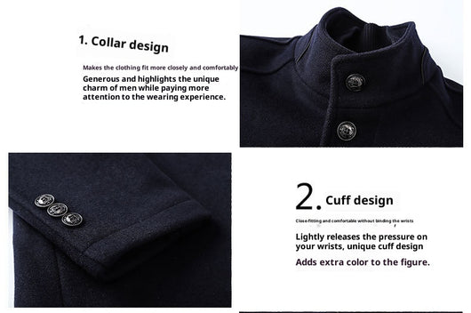 Abrigo de Lana Casual para Hombre en Colores Sólidos - Image 8