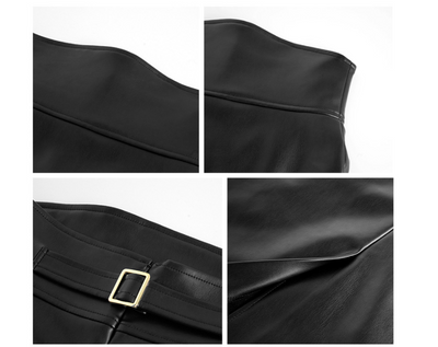 Falda Midi de Cuero PU Cintura Alta con Bolsa Integrada - Slim Fit - Image 16
