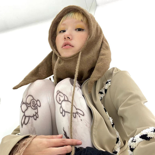 Gorro de Lana Tejido con Orejas de Conejo - Diseño Exclusivo y Adorable para Mujer