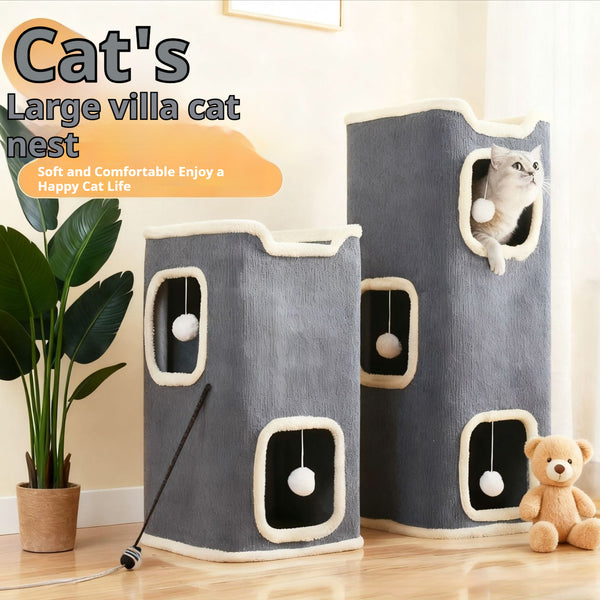 Villa para Gatos con Árbol Rascador y Nido Semicerrado