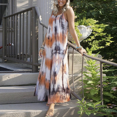 Vestido Slip con Estampado Tie Dye y Rayas para Talla Grande - Image 4