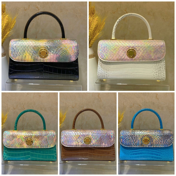 Bolso Cartera de Cuero Genuino con Patrón Pitón