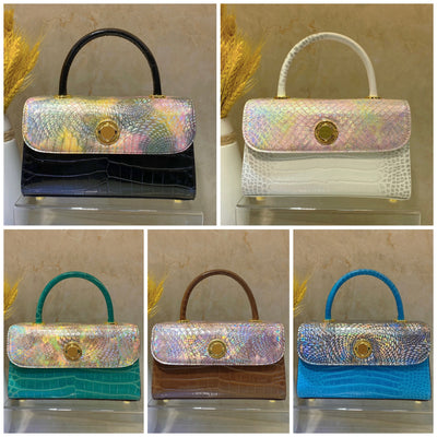 Bolso Cartera de Cuero Genuino con Patrón Pitón