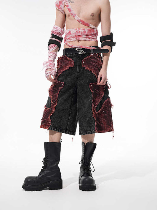 Pantalones Denim Cropped con Costuras Desgastadas - Image 5