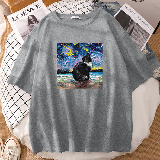 Playera Deportiva Estampada de Manga Corta Estilo Europeo Americano