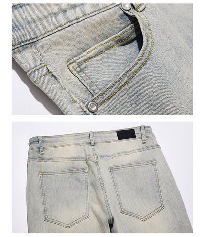 Pantalones Casuales para Hombre Amarillo Mostaza con Desgaste Artesanal - Image 13