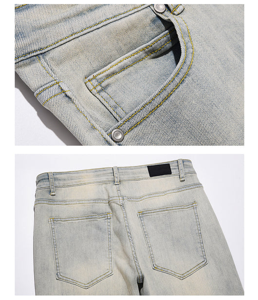 Pantalones Casuales para Hombre Amarillo Mostaza con Desgaste Artesanal - Image 13