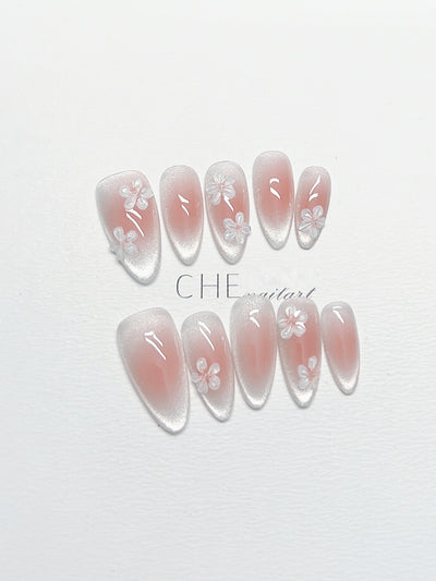 Adhesivos de Uñas Estilo Chino Floral - Acabado Blanco Almendra - Image 10