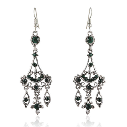 Aretes Vintage de Cobre y Vidrio Estilo Francés para Mujer