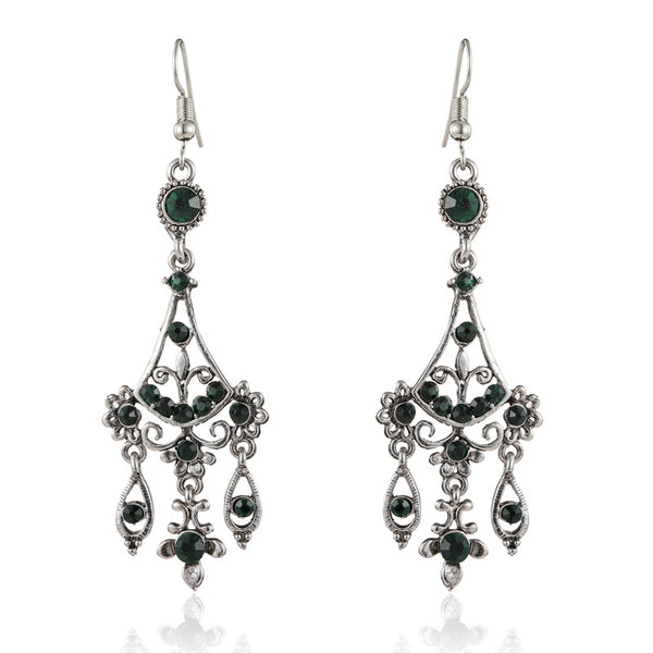 Aretes Vintage de Cobre y Vidrio Estilo Francés para Mujer