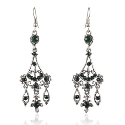 Aretes Vintage de Cobre y Vidrio Estilo Francés para Mujer