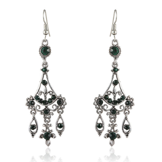 Aretes Vintage de Cobre y Vidrio Estilo Francés para Mujer