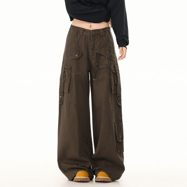 Pantalones Casuales Holgados Estilo Urbano con Bolsillos Múltiples