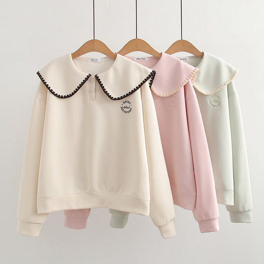 Blusa Estilo Universitario Cuello Occidental Suelta y Versátil