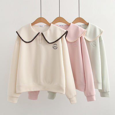 Blusa Estilo Universitario Cuello Occidental Suelta y Versátil