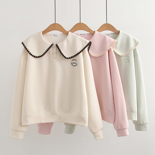Blusa Estilo Universitario Cuello Occidental Suelta y Versátil