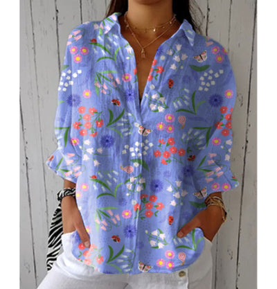 Blusa Casual Larga con Estampado Floral para Mujer - Image 17