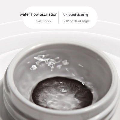 Pearl white automatic ultrasonic cleaning machine with honeycomb texture and digital display for invisible glasses. - Image 4