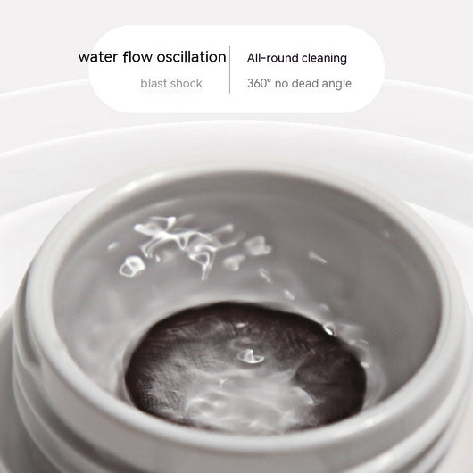 Pearl white automatic ultrasonic cleaning machine with honeycomb texture and digital display for invisible glasses. - Image 4