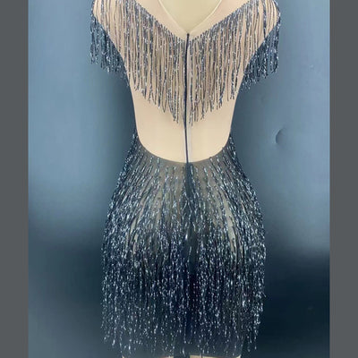 Vestido Colgante Diosa del Viento con Borlas y Pedrería de Lujo - Image 3