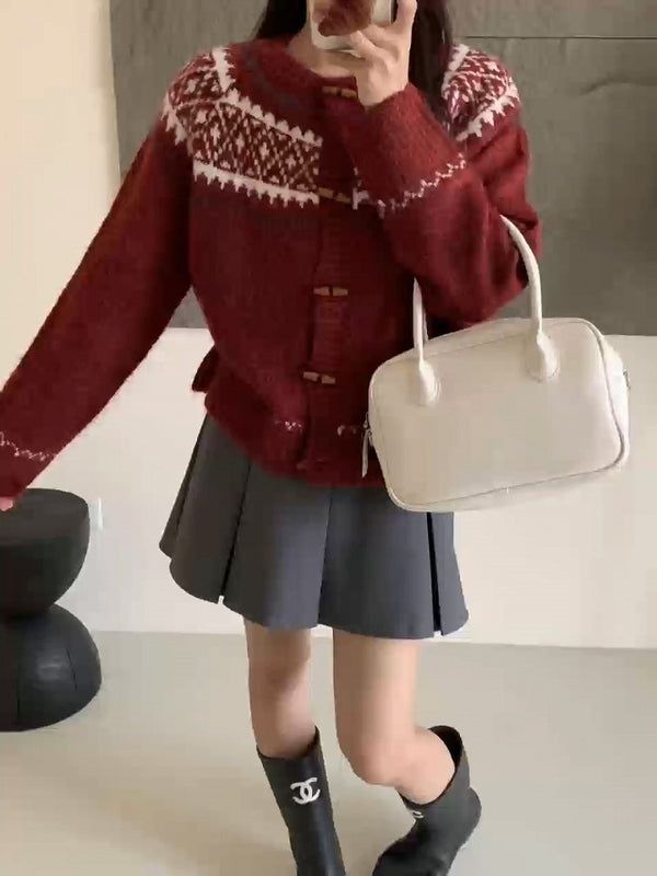 Cardigan Navideño Bicolor Reductor de Silueta para Invierno