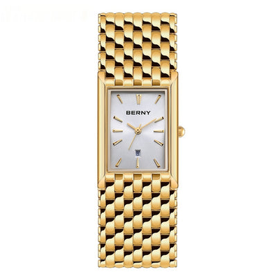 Reloj de Cuarzo Rectangular Dorado Ultrafino para Hombre - Image 12