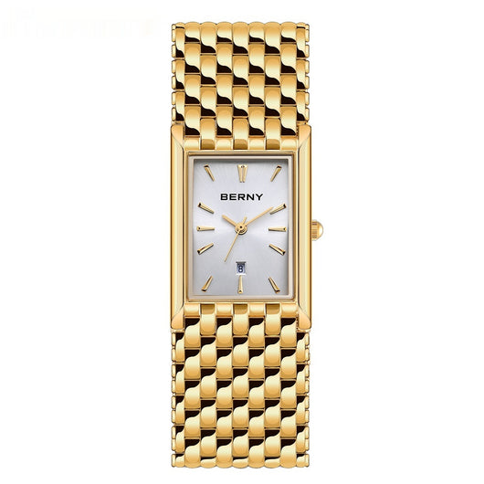 Reloj de Cuarzo Rectangular Dorado Ultrafino para Hombre - Image 12