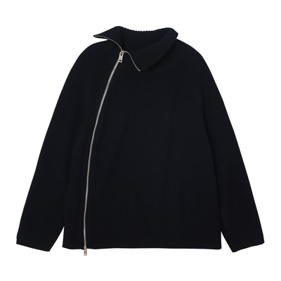 Cardigan Tejido Negro con Cierre Lateral - Suéter Grueso Holgado Camel - Image 5