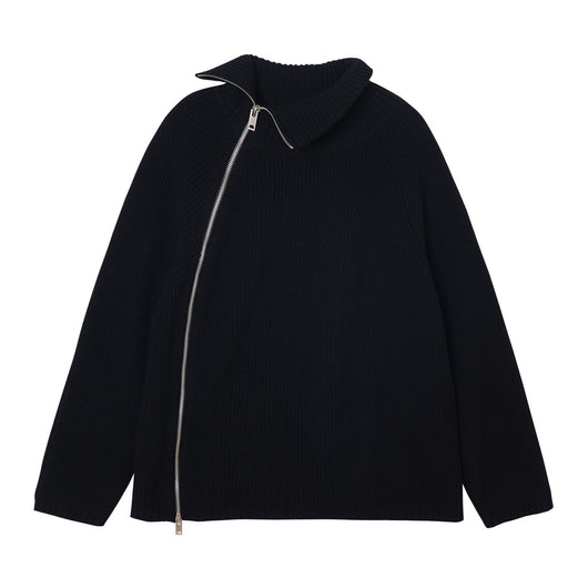 Cardigan Tejido Negro con Cierre Lateral - Suéter Grueso Holgado Camel - Image 5