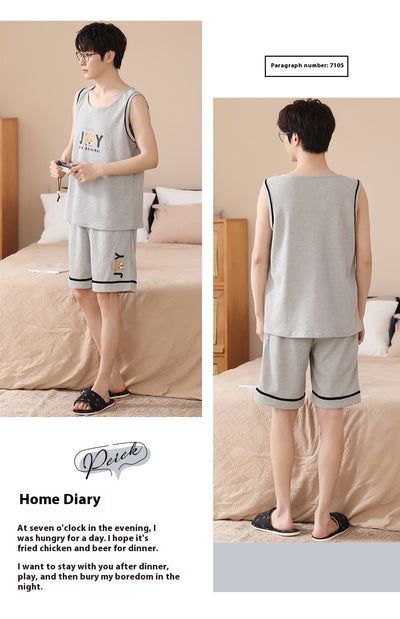 Pijama Tipo Chaleco sin Mangas para Hombre - Algodón Puro Verano - Image 30